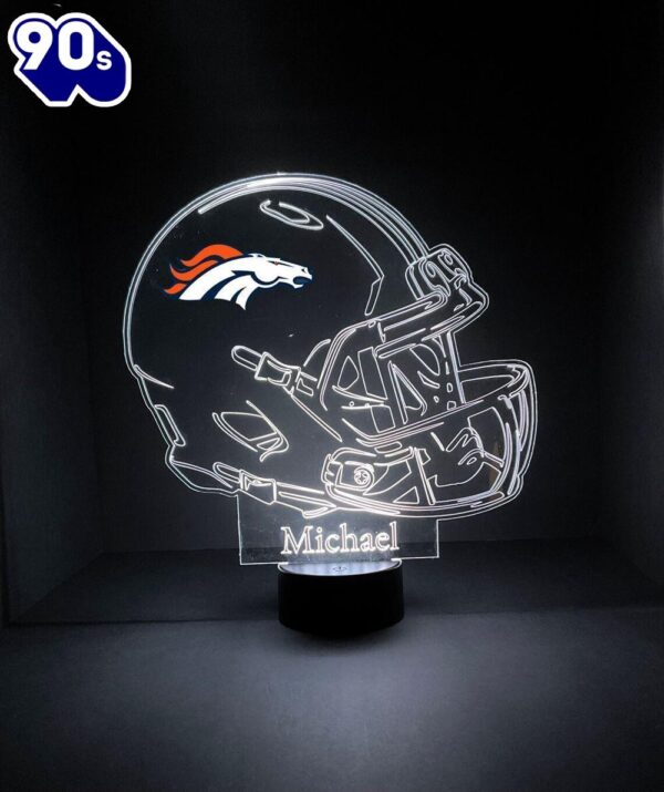 Custom Name  NFL Denver Broncos Light Up Modern Helmet Nfl Football Led Sports Fan Lamp