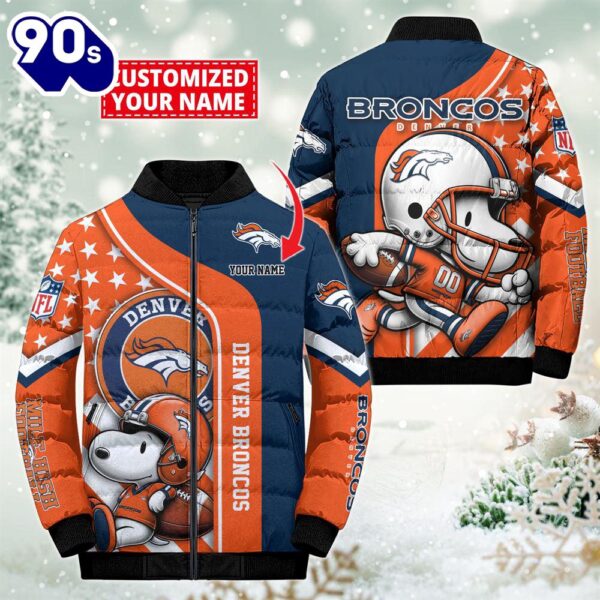 NFL Denver Broncos Snoopy Puffer Jacket Custom