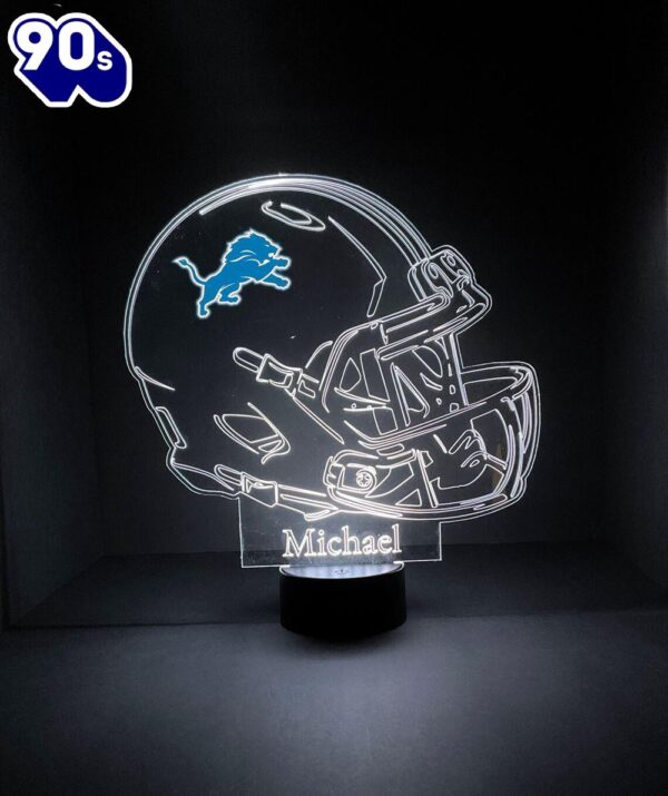 Custom Name  NFL Detroit Lions Light Up Modern Helmet Nfl Football Led Sports Fan Lamp