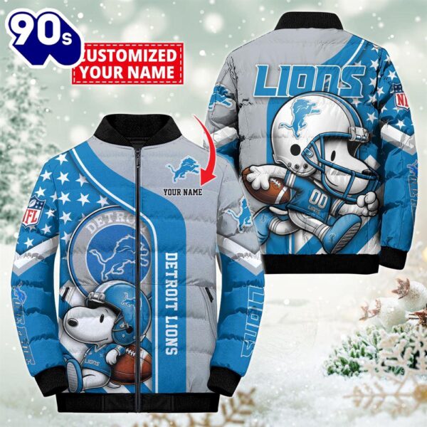 NFL Detroit Lions Snoopy Puffer Jacket Custom