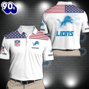 NFL Detroit Lions Sport Polo Shirt Custom Your Name  Gift For Fans