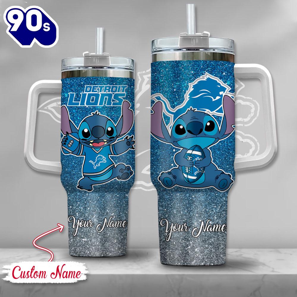 NFL Detroit Lions Stitch Glitter Custom Stanley Quencher 40oz Stainless Steel Tumbler With Handle NFL Detroit Lions Stitch Glitter Custom Stanley Quencher 40oz Stainless Steel Tumbler With Handle