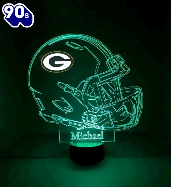 Custom Name  NFL Green Bay Packers Light Up Modern Helmet Nfl Football Led Sports Fan Lamp