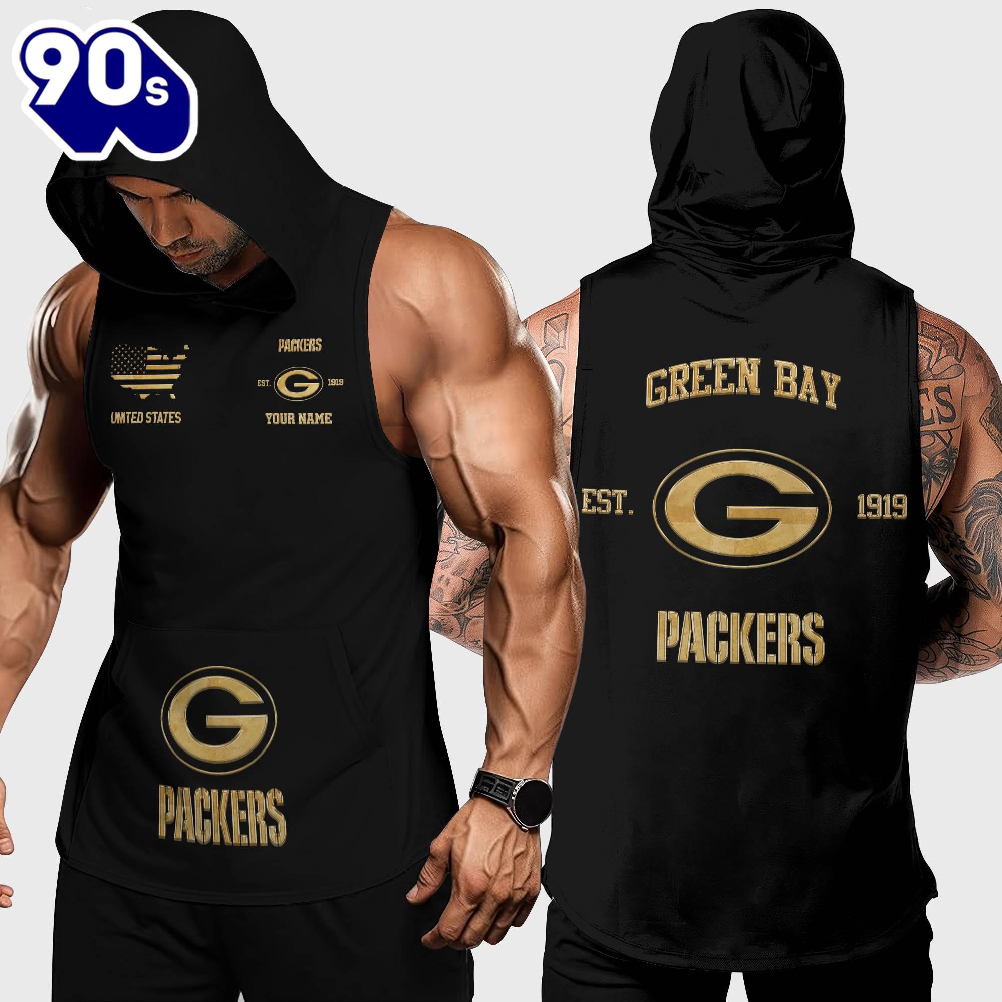 NFL Green Bay Packers Men Workout Hooded Tank Top NFL Green Bay Packers Men Workout Hooded Tank Top