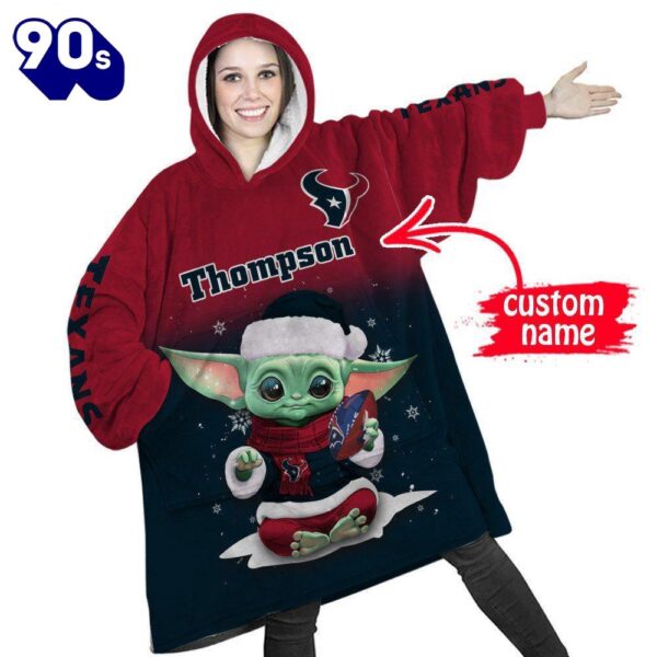 NFL Houston Texans Baby Yoda Custom Huggle Hoodie