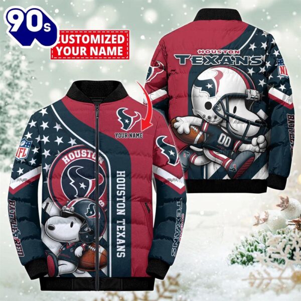 NFL Houston Texans Snoopy Puffer Jacket Custom