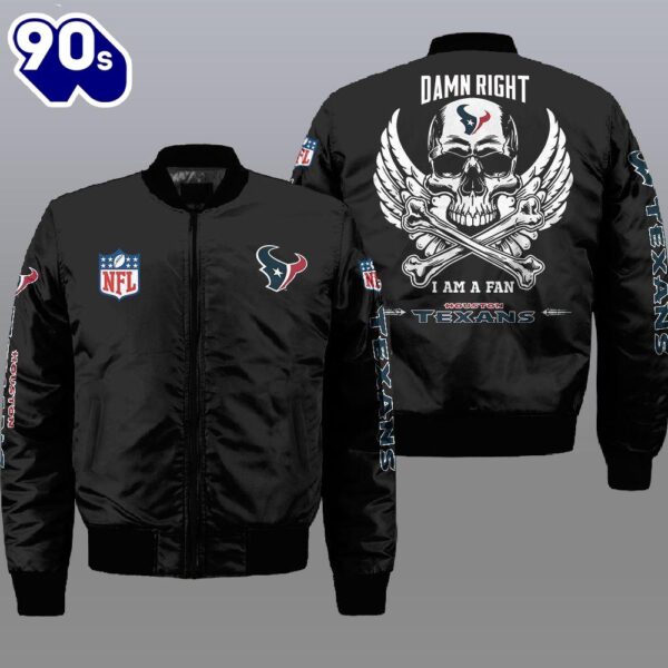 Nfl Houston Texans Wings Skull 3D Bomber Jacket  Gift For Christmas