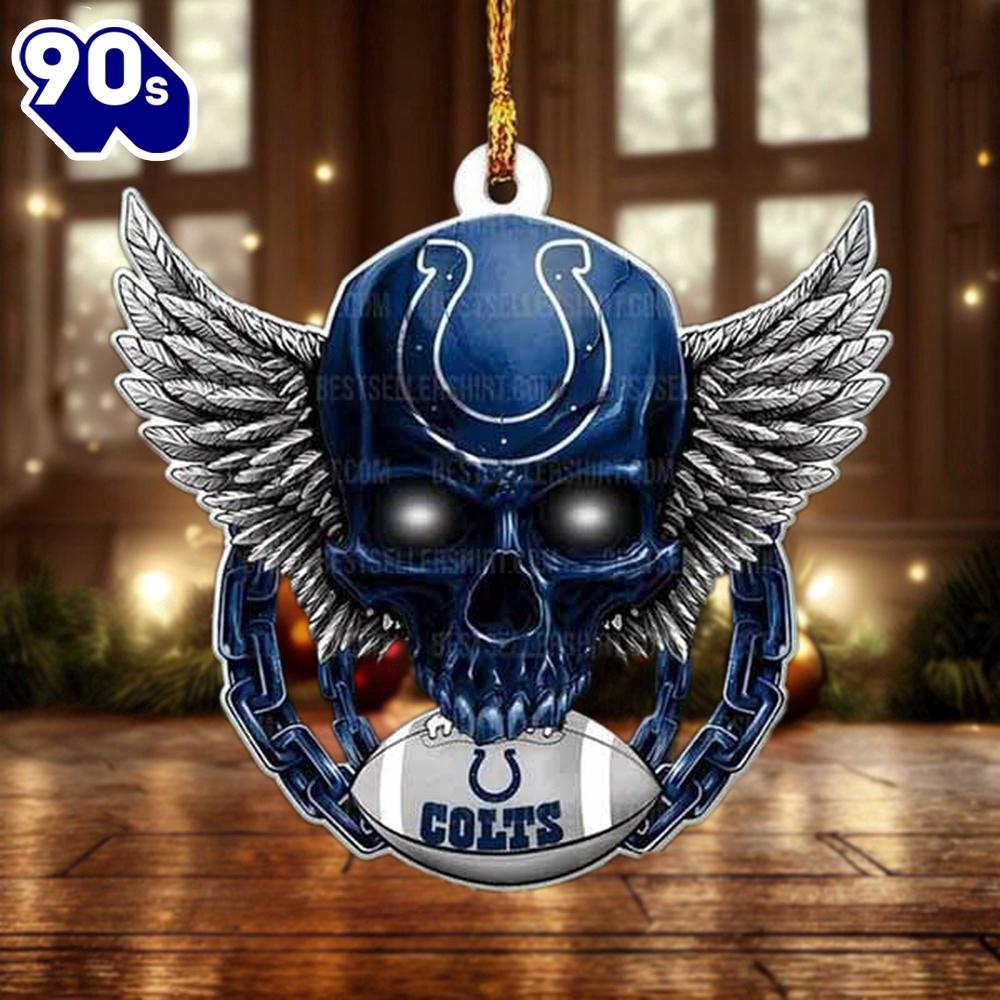 NFL Indianapolis Colts Football Skull Christmas Ornament Hanging Decor NFL Indianapolis Colts Football Skull Christmas Ornament Hanging Decor