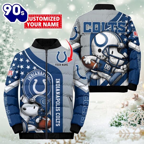 NFL Indianapolis Colts Snoopy Puffer Jacket Custom