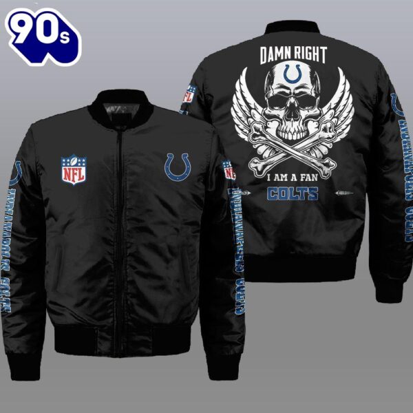 Nfl Indianapolis Colts Wings Skull 3D Bomber Jacket  Gift For Christmas