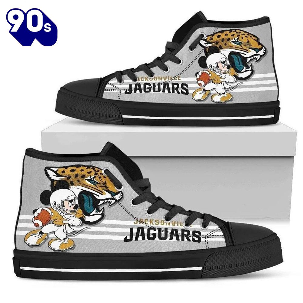 NFL Jacksonville Jaguars Mickey High Top Shoes For Fans New Canvas Shoes NFL Jacksonville Jaguars Mickey High Top Shoes For Fans New Canvas Shoes