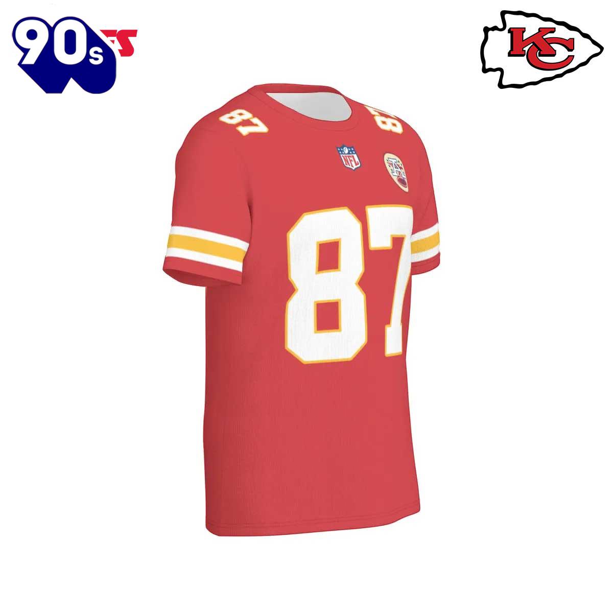 NFL Kansas City Chiefs Travis Kelce 87 Red Home Game Jersey T-Shirt NFL Kansas City Chiefs Travis Kelce 87 Red Home Game Jersey T-Shirt