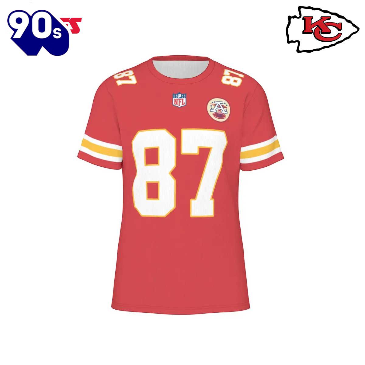 NFL Kansas City Chiefs Travis Kelce 87 Red Home Game Jersey T-Shirt NFL Kansas City Chiefs Travis Kelce 87 Red Home Game Jersey T-Shirt