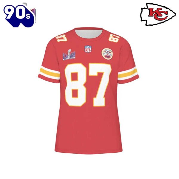 NFL Kansas City Chiefs Travis Kelce 87 Super Bowl VIII Red Home Game Jersey T-Shirt