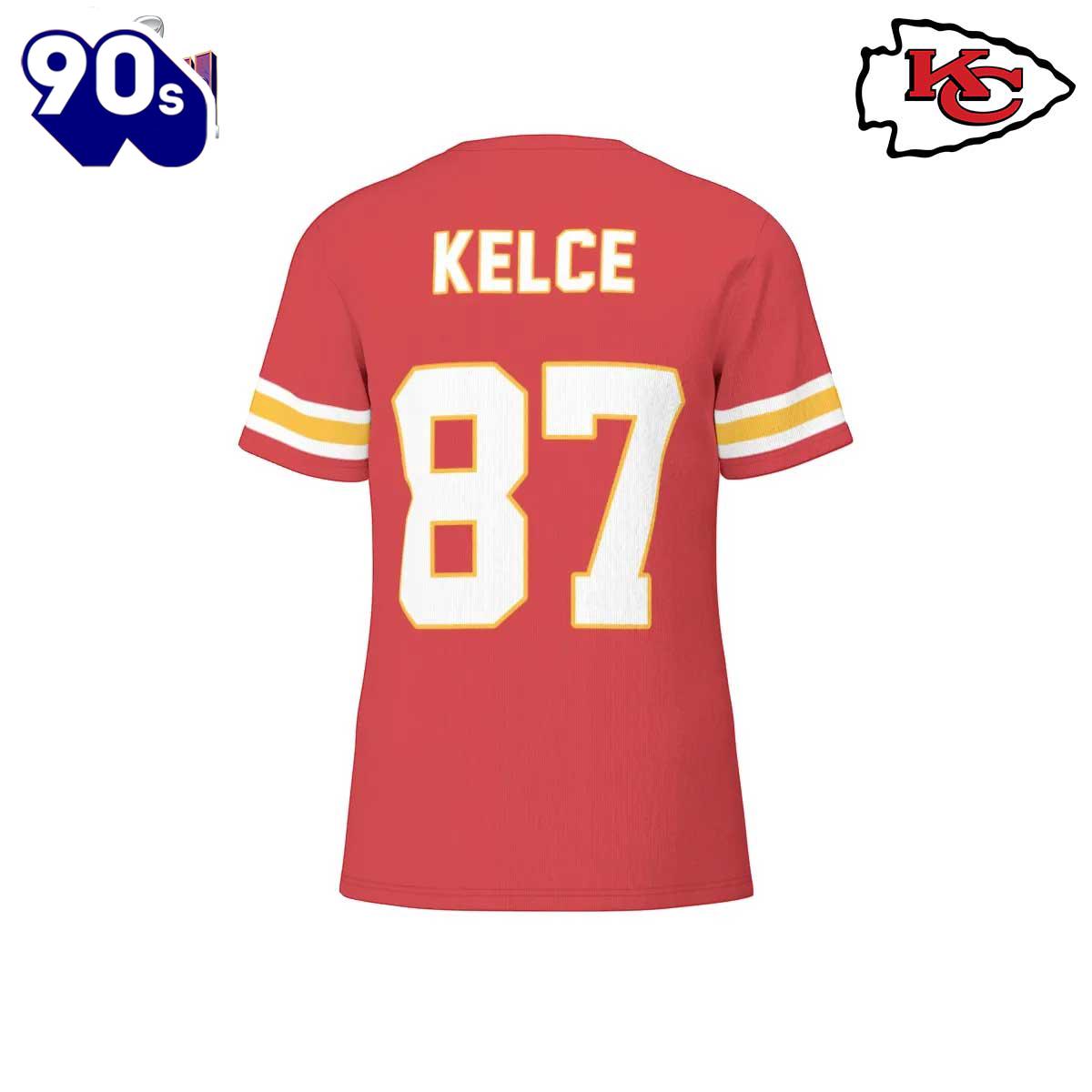 NFL Kansas City Chiefs Travis Kelce 87 Super Bowl VIII Red Home Game Jersey T-Shirt NFL Kansas City Chiefs Travis Kelce 87 Super Bowl VIII Red Home Game Jersey T-Shirt