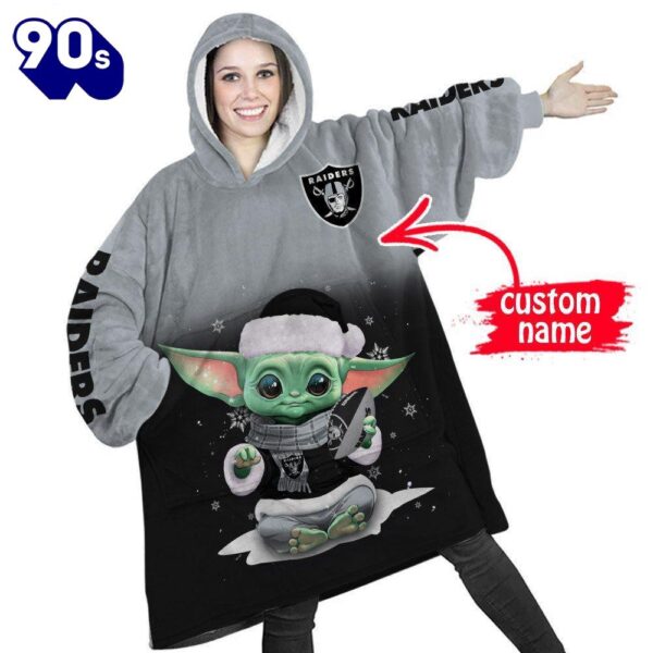 NFL Las Vegas Raiders Baby Yoda Custom Huggle Hoodie