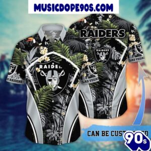 NFL Las Vegas Raiders Custom Name Flower Summer Tropical Hawaiian Shirt