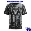 NFL Las Vegas Raiders Custom Name Number Classic Grunge American Flag T-Shirt