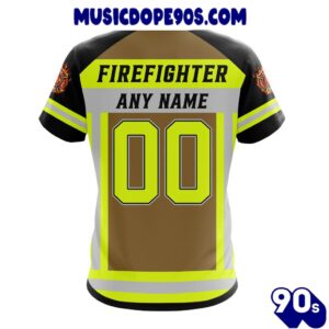 NFL Las Vegas Raiders Custom Name Number Firefighter Uniform T-Shirt