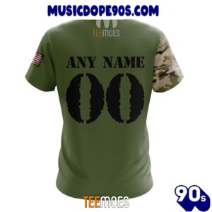 NFL Las Vegas Raiders Custom Name Number Green Camo US Military T-Shirt