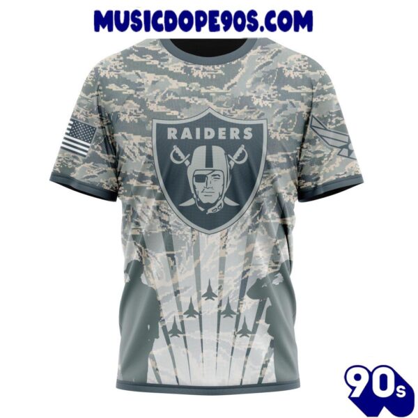 NFL Las Vegas Raiders Custom Name Number Honor US Air Force Veterans T-Shirt