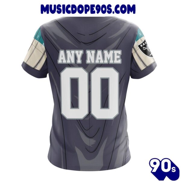 NFL Las Vegas Raiders Custom Name Number Mandalorian And Baby Yoda T-Shirt