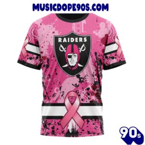 NFL Las Vegas Raiders Custom Name Number Pink Breast Cancer T-Shirt