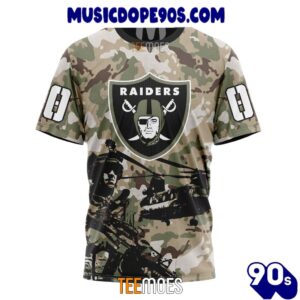 NFL Las Vegas Raiders Custom Name Number Veteran Salute To Service T-Shirt