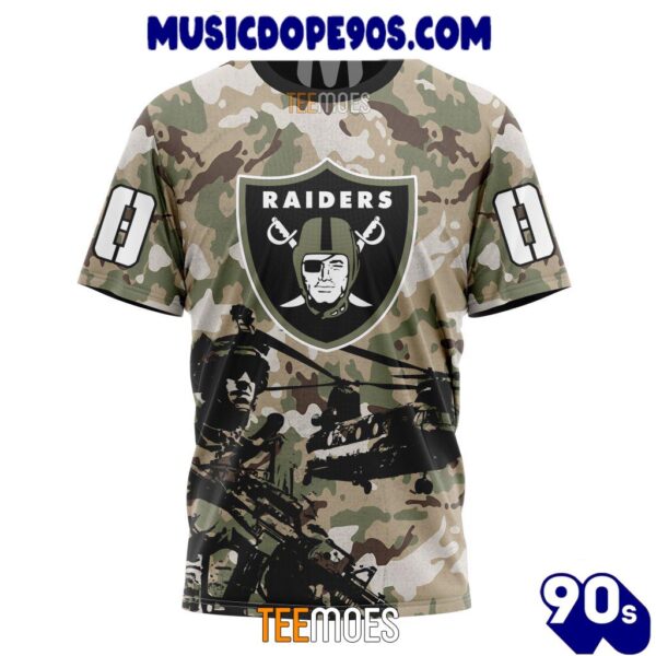 NFL Las Vegas Raiders Custom Name Number Veteran Salute To Service T-Shirt