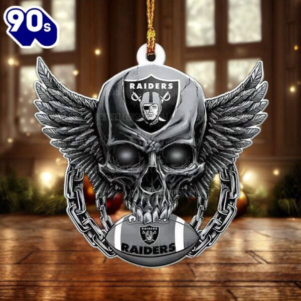 NFL Las Vegas Raiders Football Skull Christmas Ornament Hanging Decor