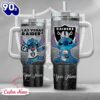 NFL Las Vegas Raiders Stitch Glitter Custom Stanley Quencher 40oz Stainless Steel Tumbler With Handle