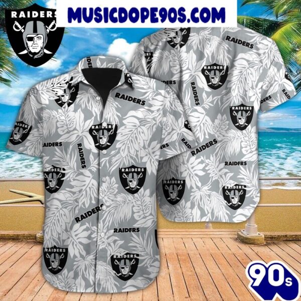 NFL Las Vegas Raiders Tropical Leafs Hawaiian Shirt