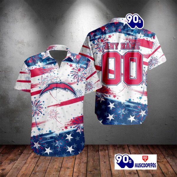 NFL Los Angeles Chargers Special Design For Independence Day 4th Of July Personalized Hawaiian Shirt