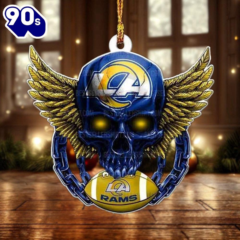 NFL Los Angeles Rams Football Skull Christmas Ornament Hanging Decor NFL Los Angeles Rams Football Skull Christmas Ornament Hanging Decor