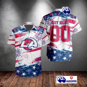 NFL Los Angeles Rams Special Design For Independence Day 4th Of July Personalized Hawaiian Shirt