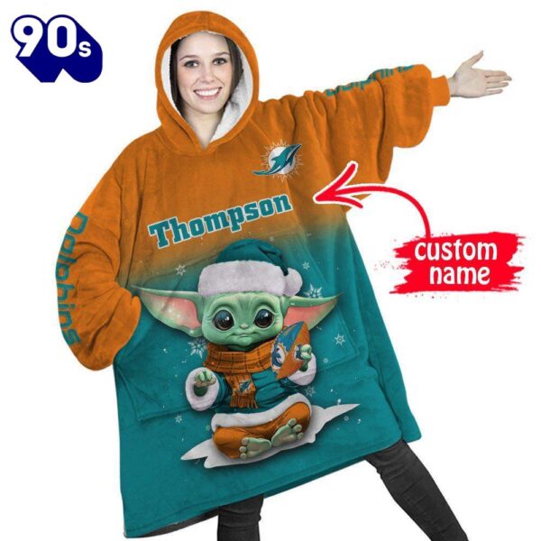 NFL Miami Dolphins Baby Yoda Custom Huggle Hoodie