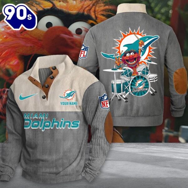 NFL Miami Dolphins Custom Name Animal Drummer Stand Collar Shirt