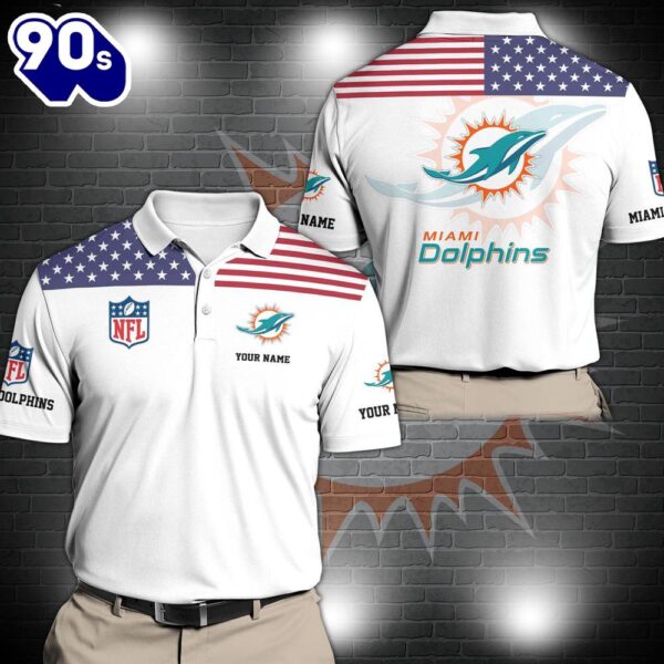 NFL Miami Dolphins Sport Polo Shirt Custom Your Name  Gift For Fans