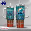NFL Miami Dolphins Stitch Glitter Custom Stanley Quencher 40oz Stainless Steel Tumbler With Handle