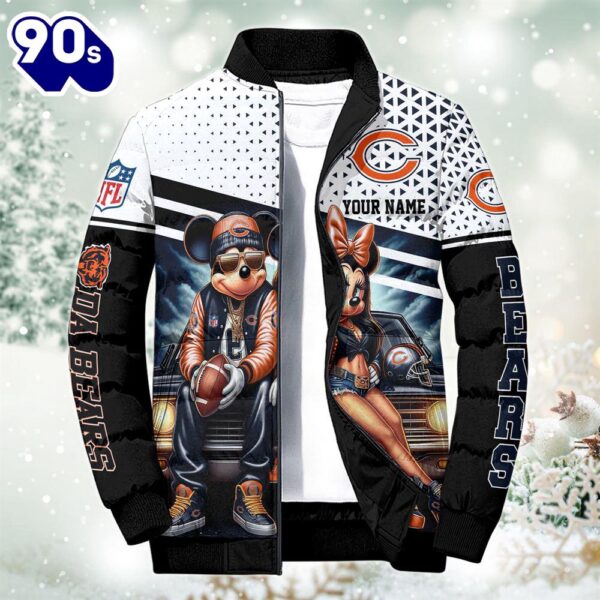 NFL Mickey And Minnie Chicago Bears Puffer Jacket Custom