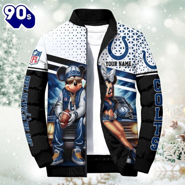 NFL Mickey And Minnie Indianapolis Colts Puffer Jacket Custom