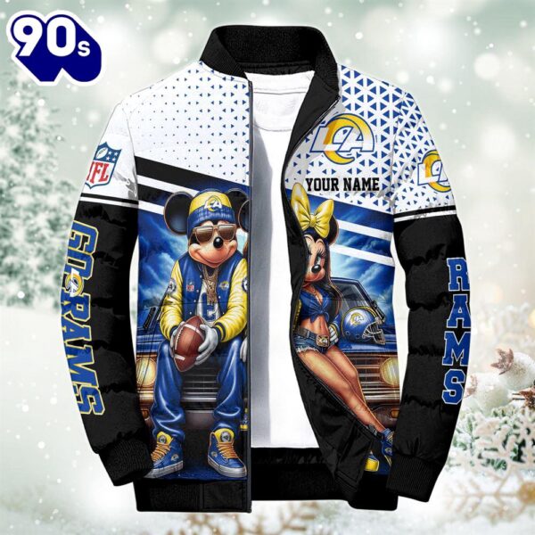 NFL Mickey And Minnie Los Angeles Rams Puffer Jacket Custom