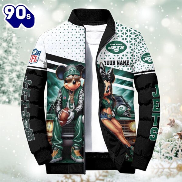 NFL Mickey And Minnie New York Jets Puffer Jacket Custom