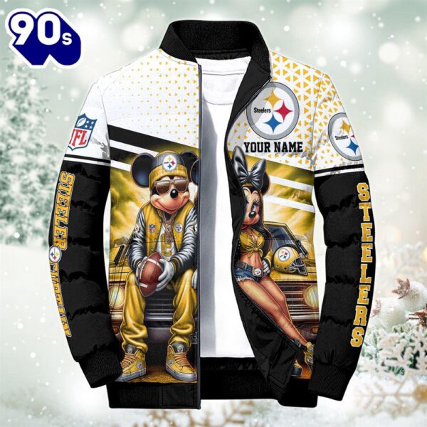 NFL Mickey And Minnie Pittsburgh Steelers Puffer Jacket Custom