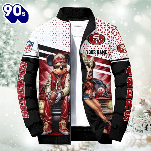 NFL Mickey And Minnie San Francisco 49ers Puffer Jacket Custom