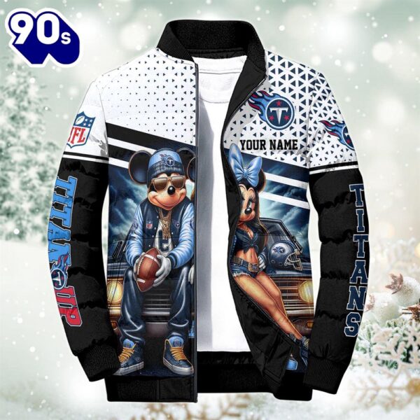 NFL Mickey And Minnie Tennessee Titans Puffer Jacket Custom