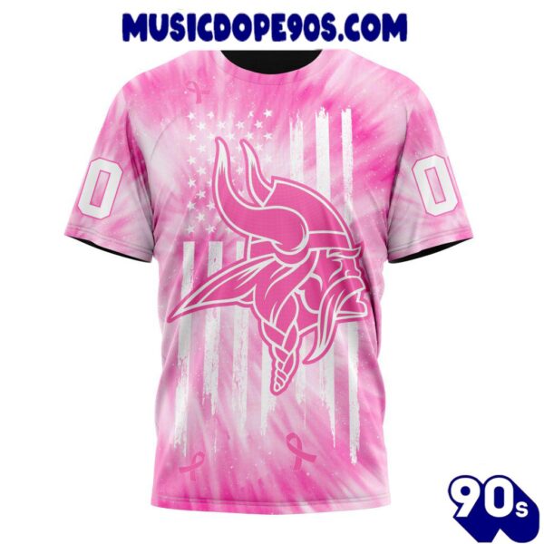 NFL Minnesota Vikings Custom Name Number Pink Tie-Dye T-Shirt