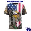 NFL Minnesota Vikings Custom Name Number USA Flag Camo Realtree T-Shirt