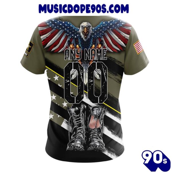 NFL Minnesota Vikings Custom Name Number Veterans Kneeling Soldier T-Shirt