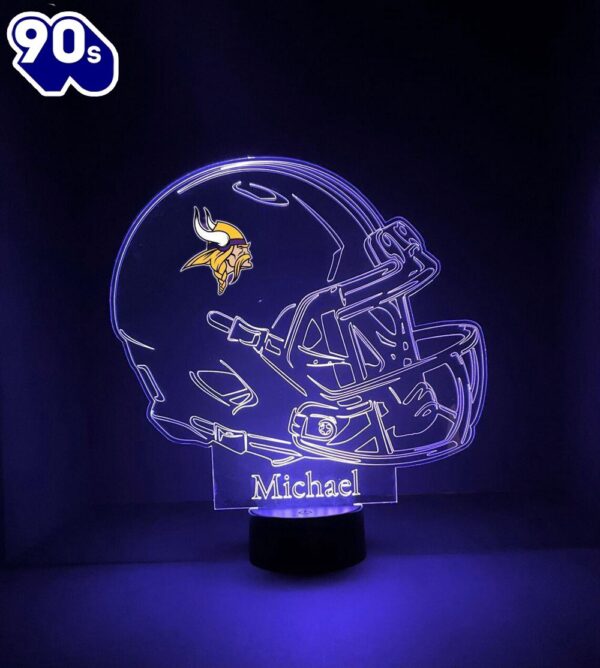 Custom Name  NFL Minnesota Vikings Light Up Modern Helmet Nfl Football Led Sports Fan Lamp